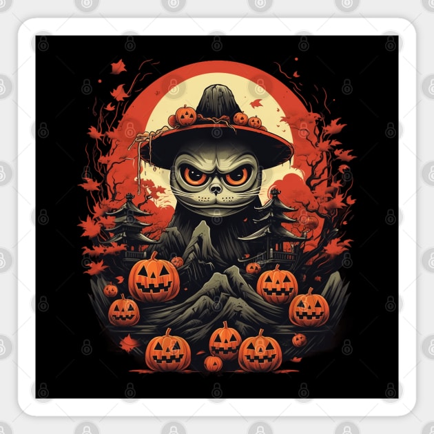 Spooky Pumpkin Cat Magnet by origato